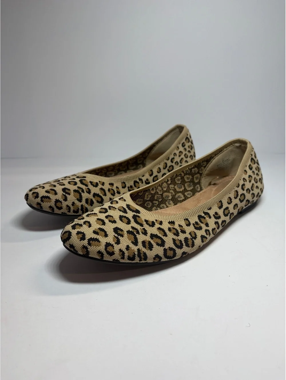 Old Navy Women’s Leopard Print Knit Ballet Flats Size 11 Tan Black